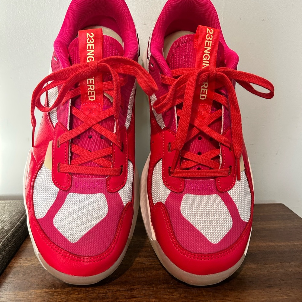 23 Engineered Red, Pink and White Sneakers